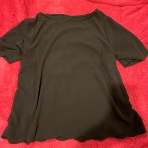 Womens size large black Cato scalloped hem/back blouse